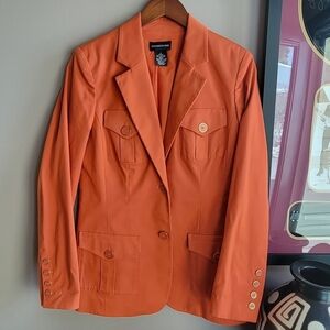 Sutton Studio Blazer Orange Colors Pockets Buttons Long Sleeve Size 6